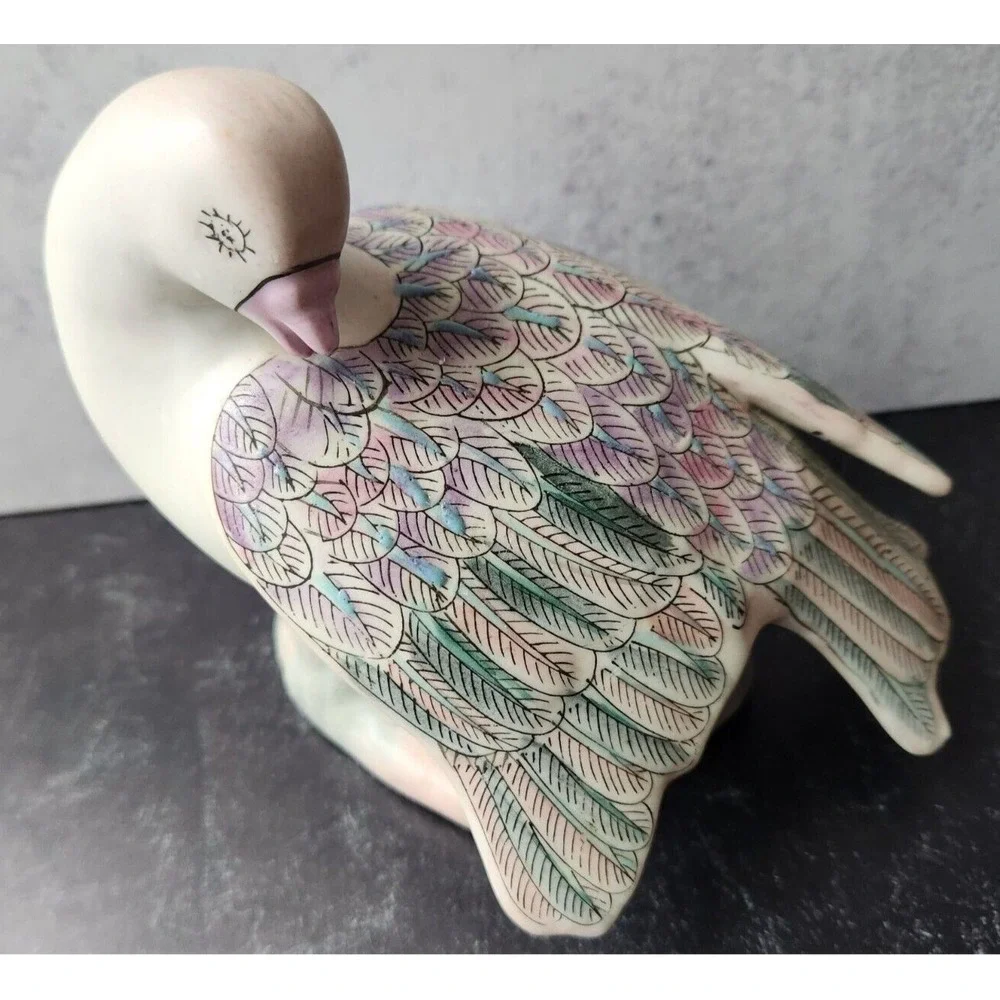 Pair 1950s Vintage Porcelain Dove Pigeon Bird Pastel 6